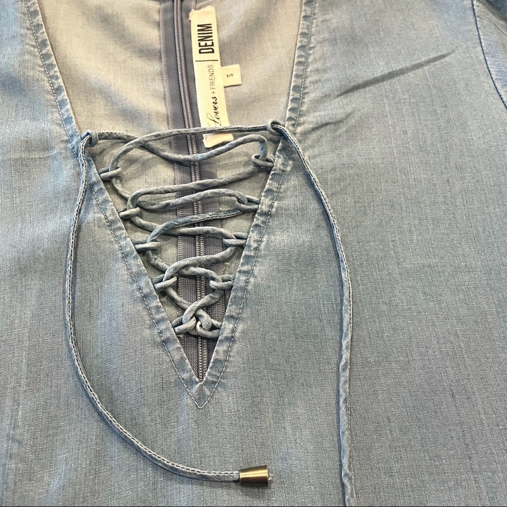 Lovers + Friends Denim Soft Lace Up Dress! - Picture 6 of 8